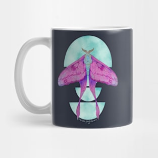 Neon Luna Moth on Half Moons Watercolor Art Mug